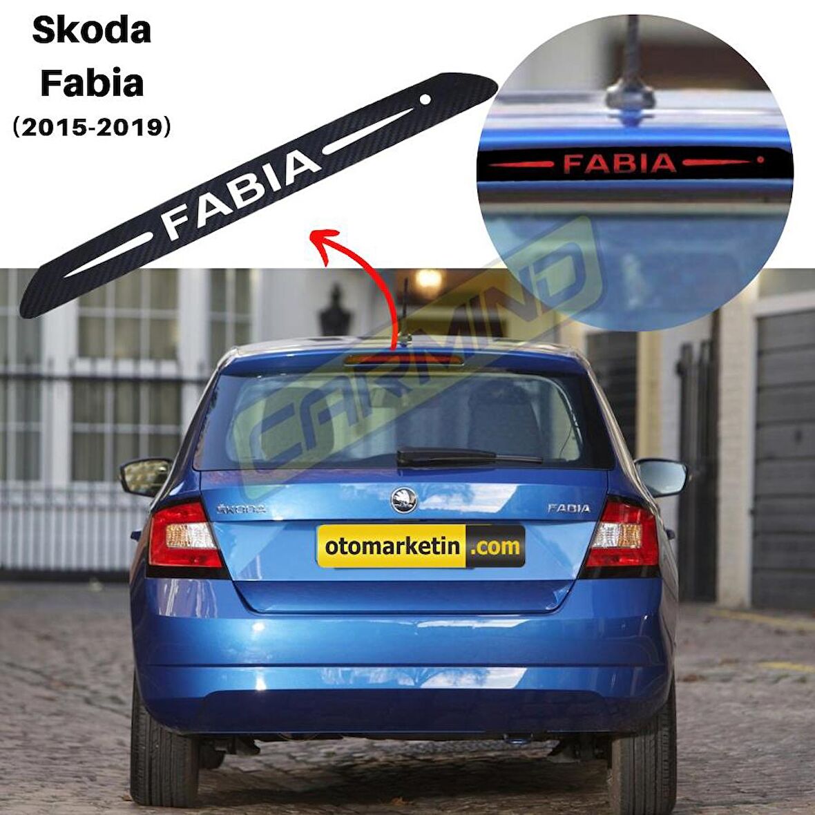 Skoda Fabia Karbon Arka Fren Stop Lambası Sticker 2016-2018