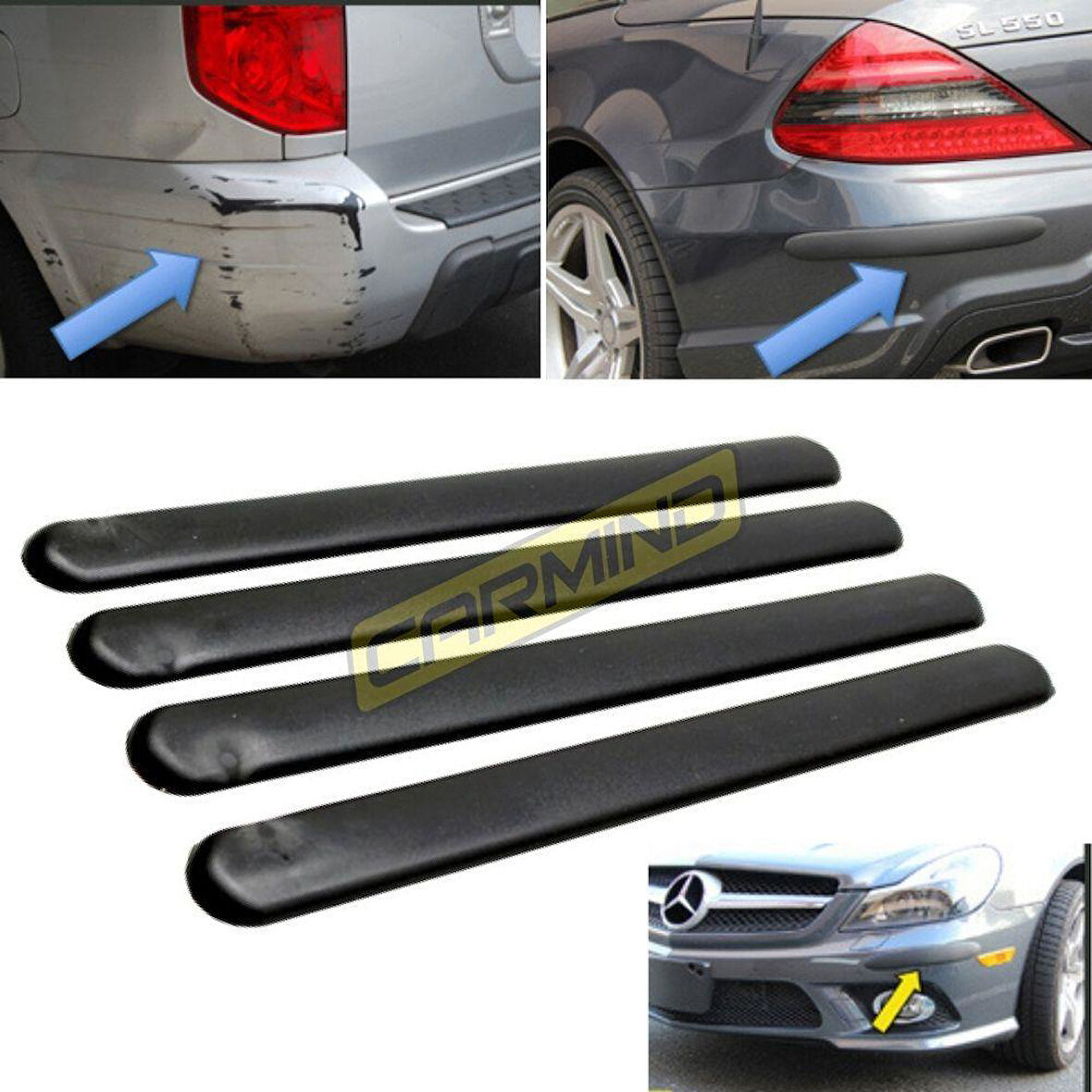 Carmind Ön Arka Tampon Koruyucu Siyah 4 Lü