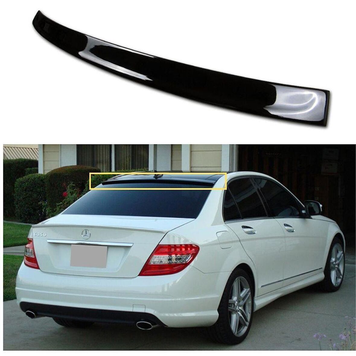 Mercedes C Serisi W204 Cam Üstü Piano Black Spoiler