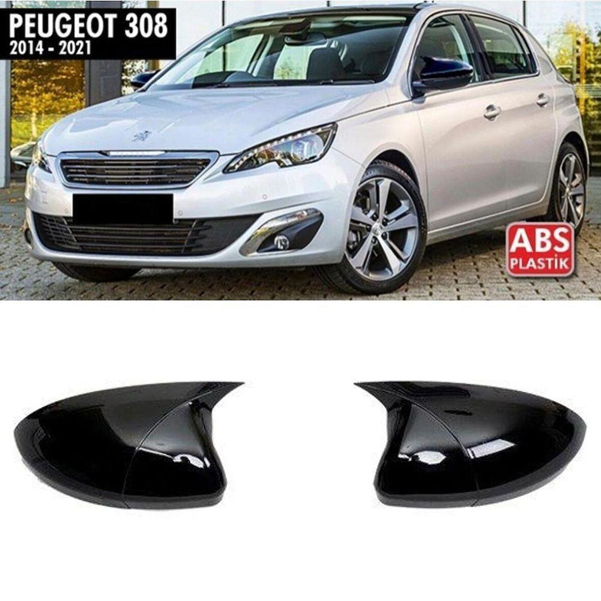 Peugeot 308 Batman Yarasa Ayna Kapağı Piano Black 2014-2021