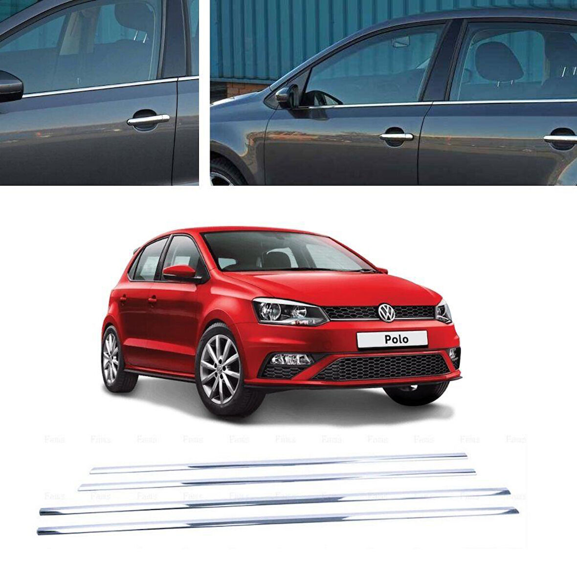 Volkswagen Polo Krom Cam Çıtası 2009-2017 (4 Parça)