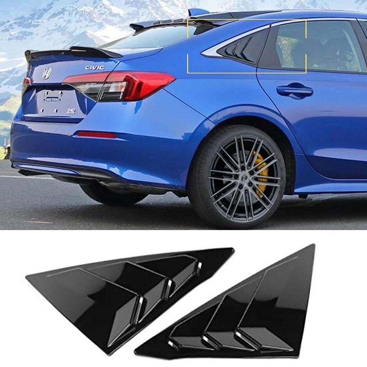 Honda Civic Fe1 Uyumlu Kelebek Cam Vizörü Piano Black 2022-