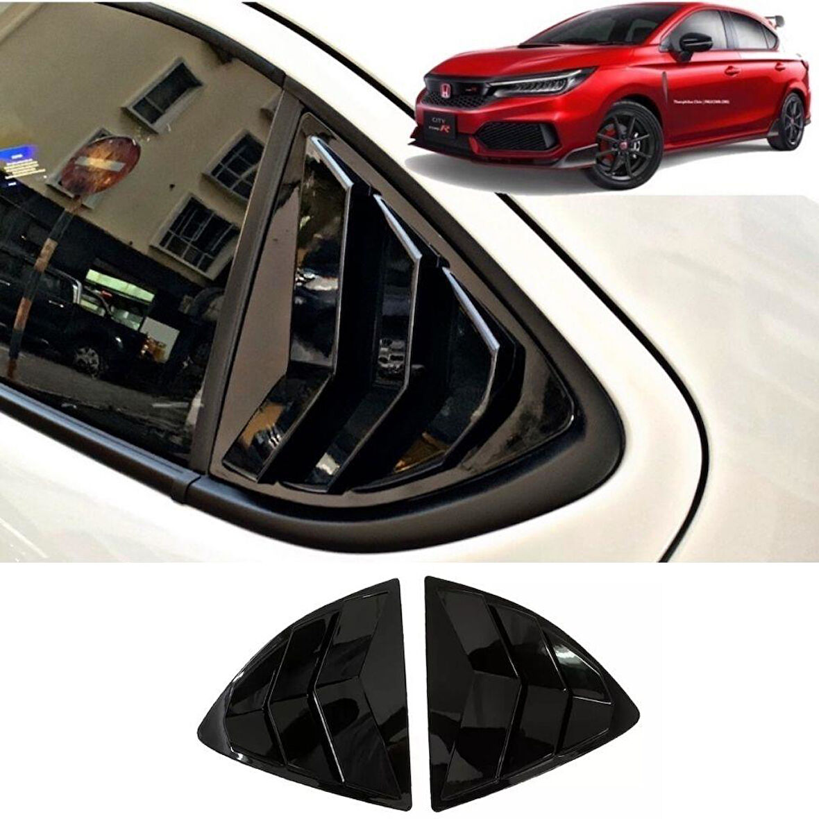 Honda City Uyumlu Kelebek Cam Kaplama Vizörü Piano Black 2021-
