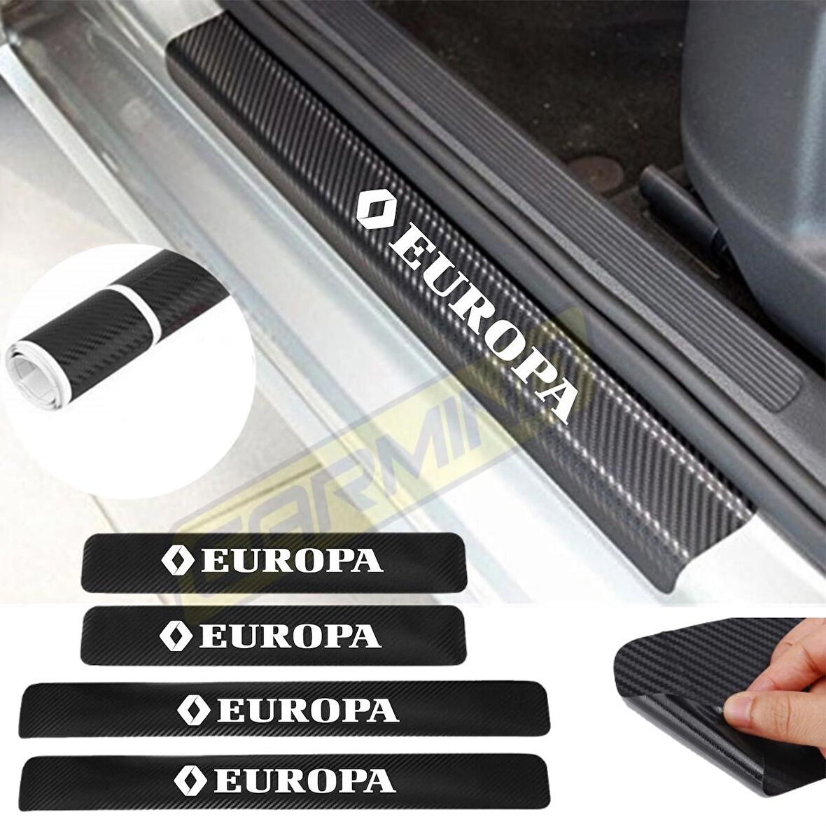 Renault Europa Karbon Kapı Eşiği Oto Sticker 4 Adet