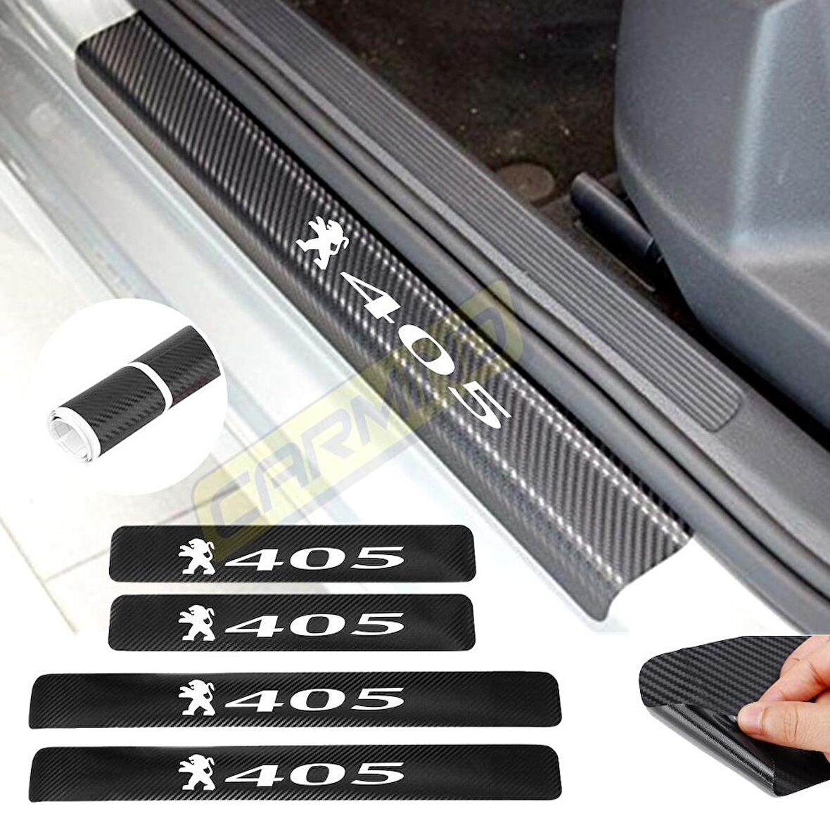 Peugeot 405 Karbon Kapı Eşiği Oto Sticker 4 Adet