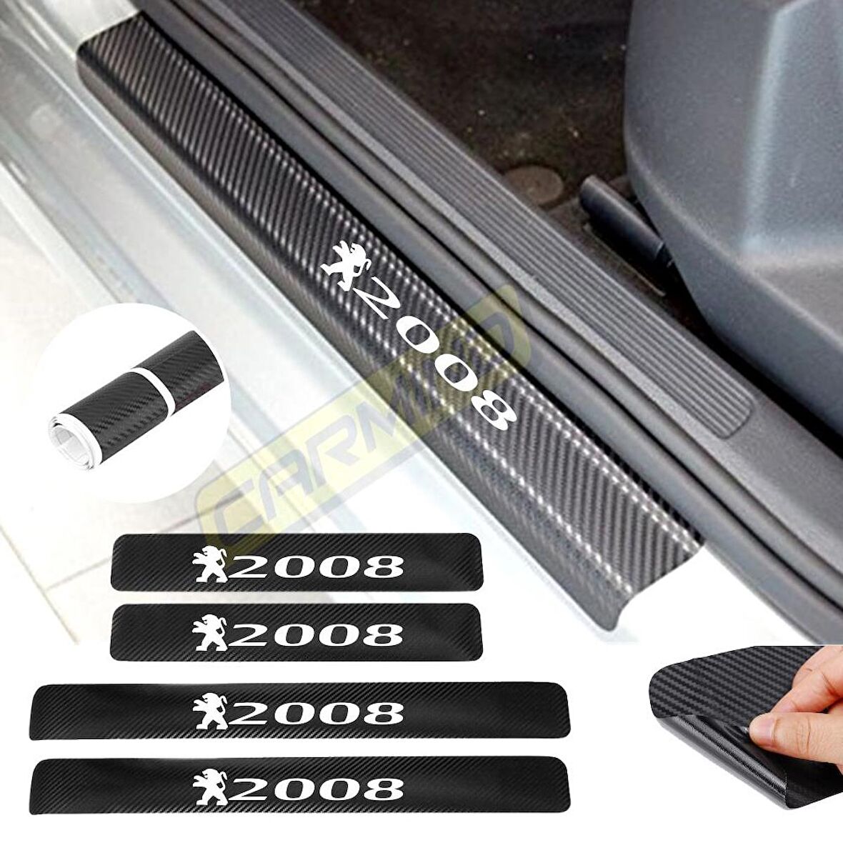 Peugeot 2008 Karbon Kapı Eşiği Oto Sticker 4 Adet