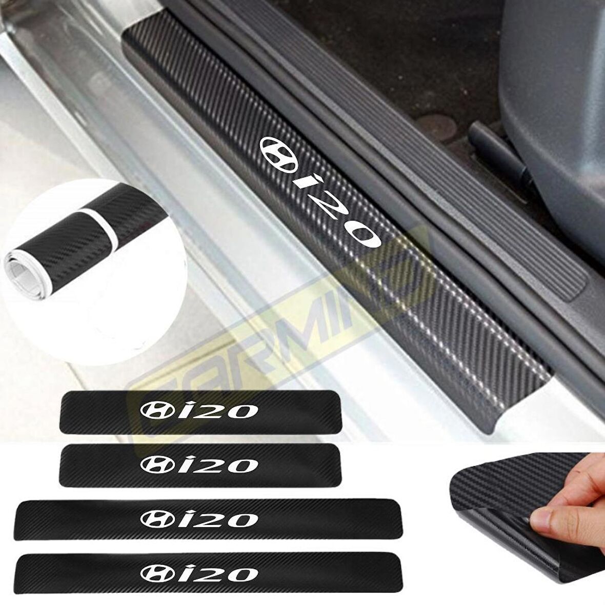 Hyundai İ20 Karbon Kapı Eşiği Oto Sticker 4 Adet