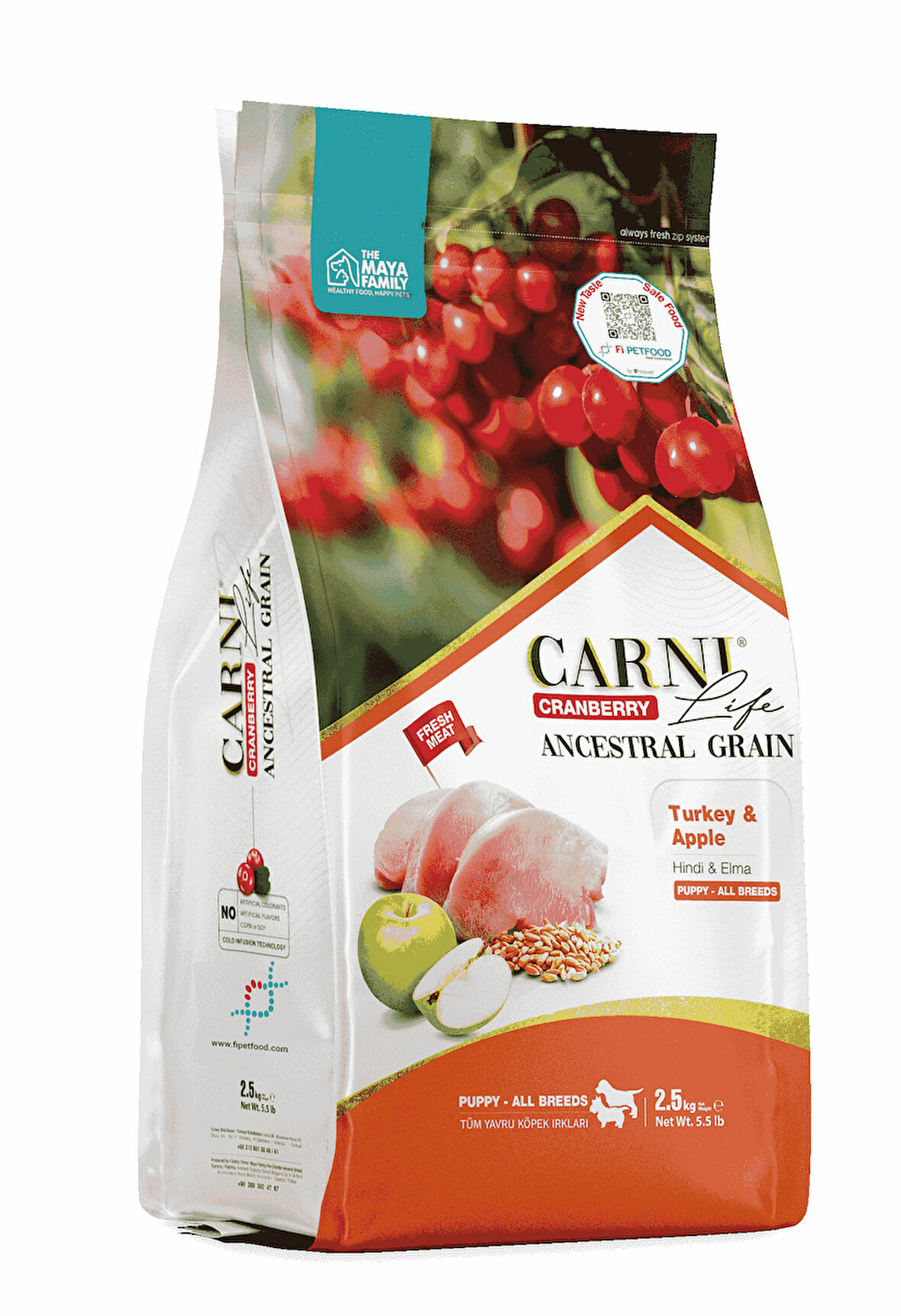 PETLOVEBUTİK CRANBERRY ANCESTRAL GRAIN KÖPEK HİNDİ & ELMA 2.5KG PUPPY TÜM IRKLAR