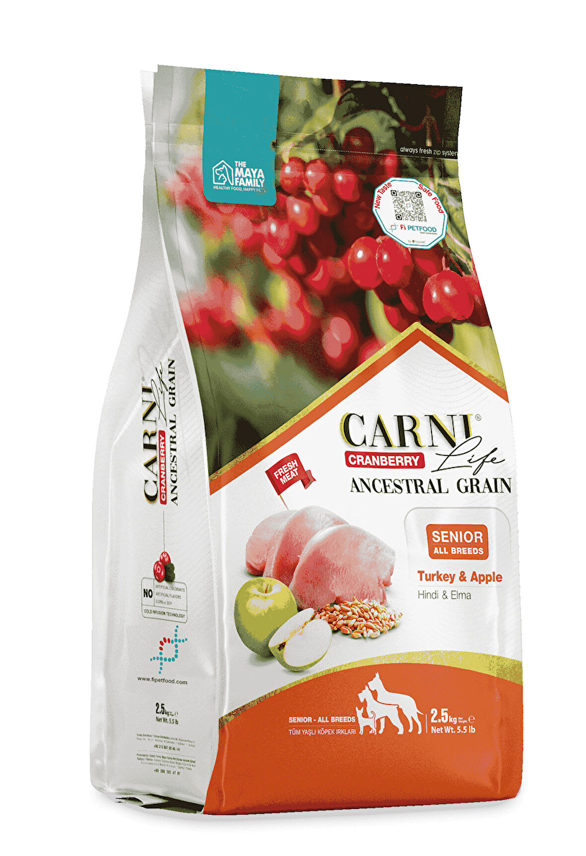 PETLOVEBUTİK CRANBERRY ANCESTRAL GRAIN KÖPEK HİNDİ & ELMA 12KG YAŞLI SENIOR TÜM IRKLAR