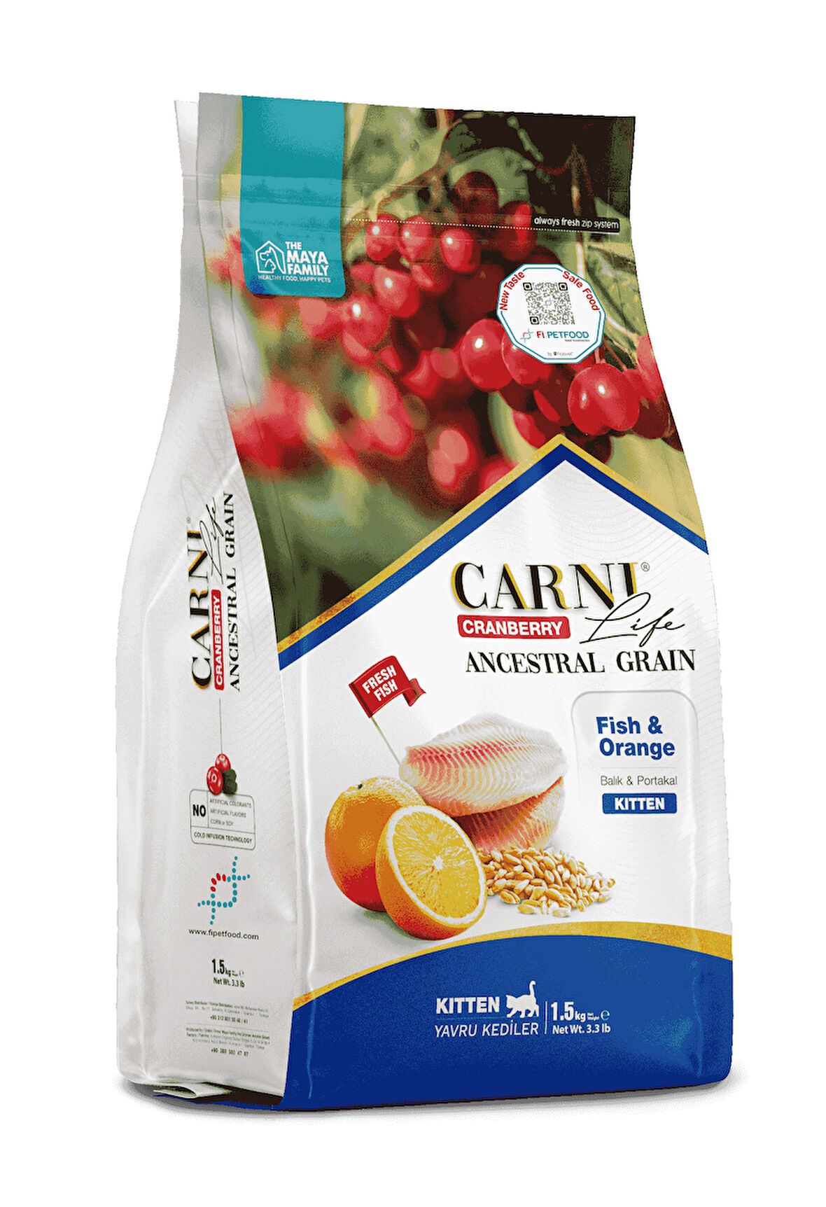 PETLOVEBUTİK CRANBERRY ANCESTRAL GRAIN BALIK & PORTAKAL 5KG KITTEN YAVRU KEDİ MAMASI