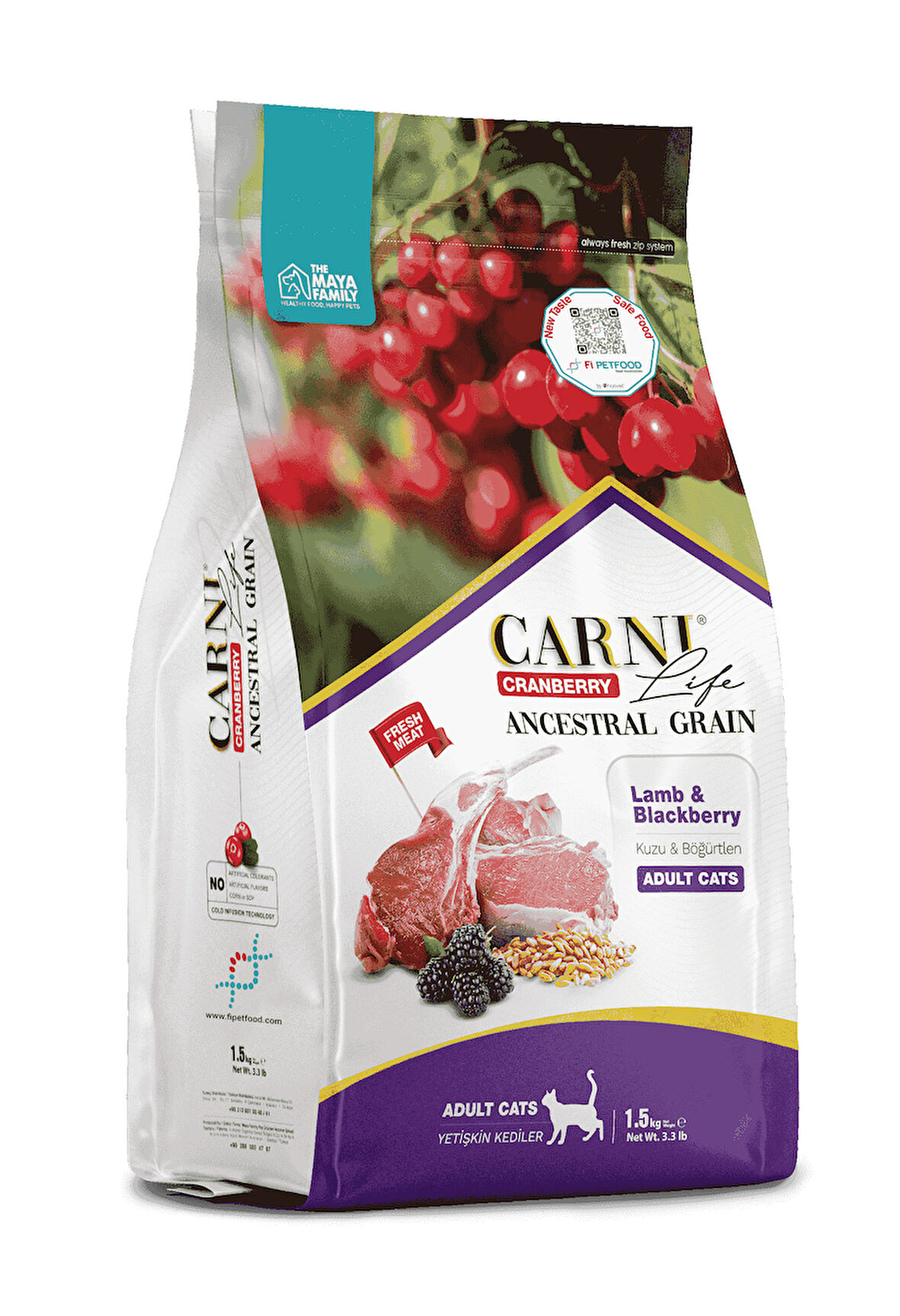 PETLOVEBUTİK CRANBERRY ANCESTRAL GRAIN KUZU & BÖĞÜRTLEN 1.5KG YETİŞKİN KEDİ MAMASI