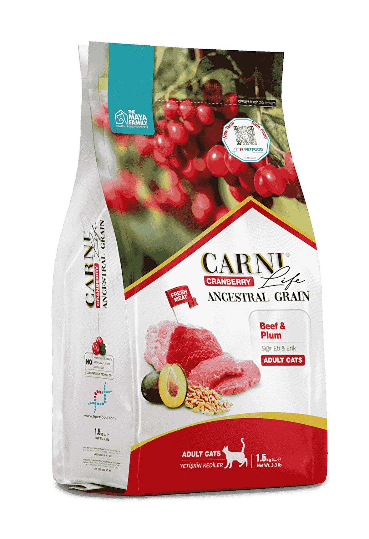 PETLOVEBUTİK CRANBERRY ANCESTRAL GRAIN SIĞIR & ERİK 10KG YETİŞKİN KEDİ MAMASI 