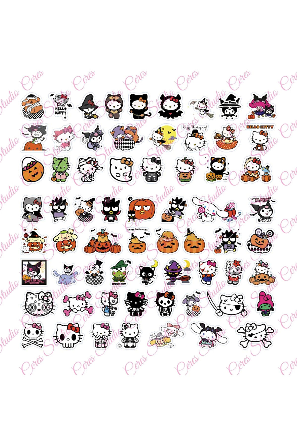 Sanrio Hello Kitty Halloween Sticker Etiket 2 Sayfa 65 Adet Etiket