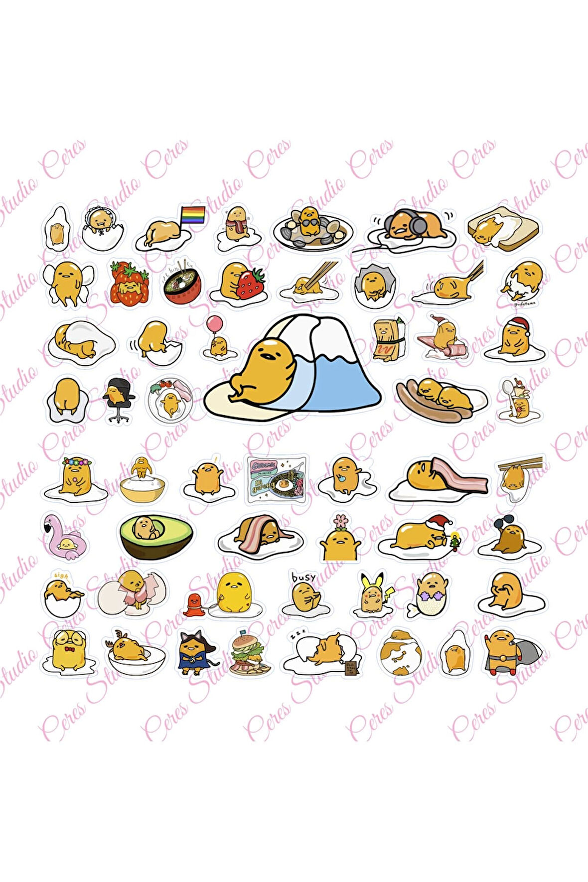 Gudetama Sanrio Hello Kitty Sticker Etiket 2 Sayfa 55 Adet Etiket