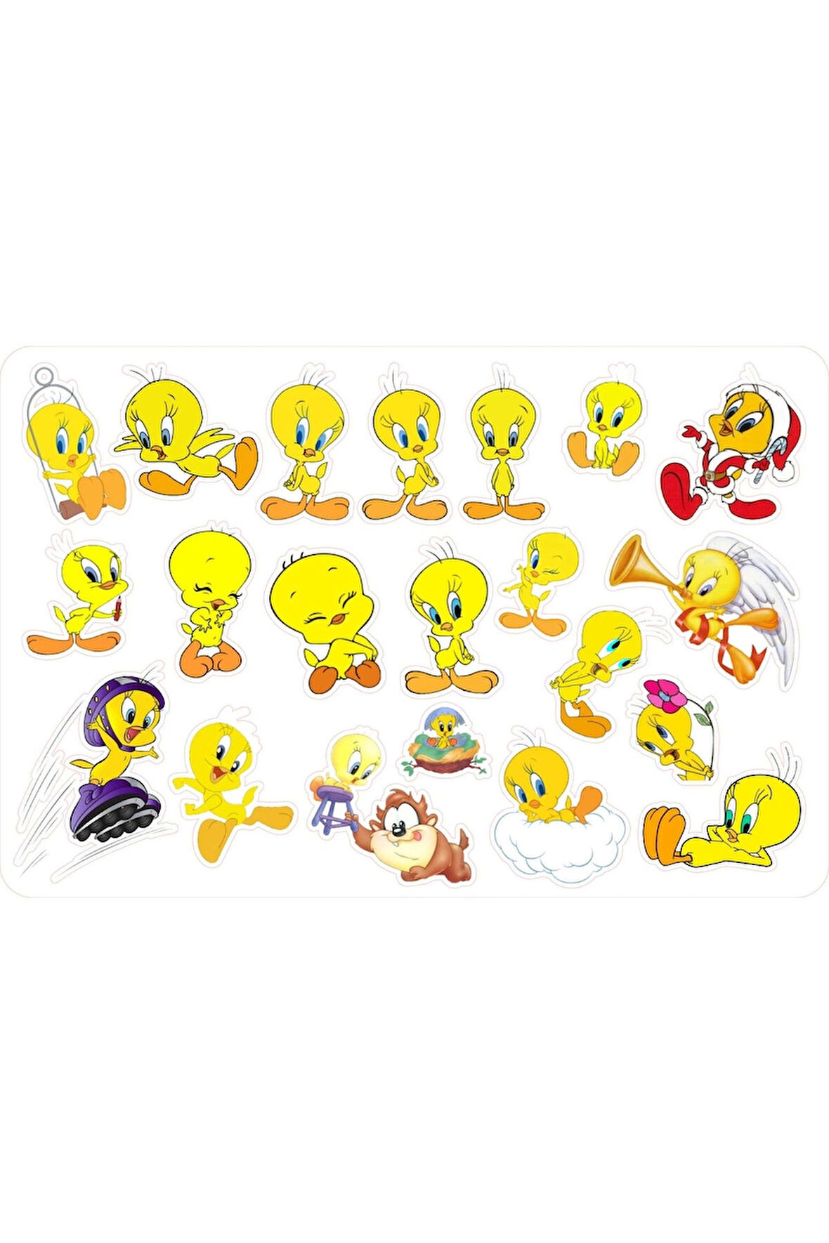 Tweety Sticker Etiket 2 Aynı Sayfa Toplam 42 Adet Etiket (A6)