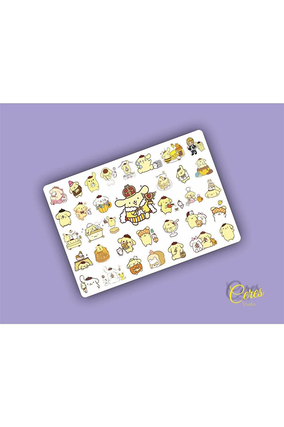 Pompompurin Sanrio Hello Kitty Sticker Etiket 1 Sayfa 35 Adet Etiket