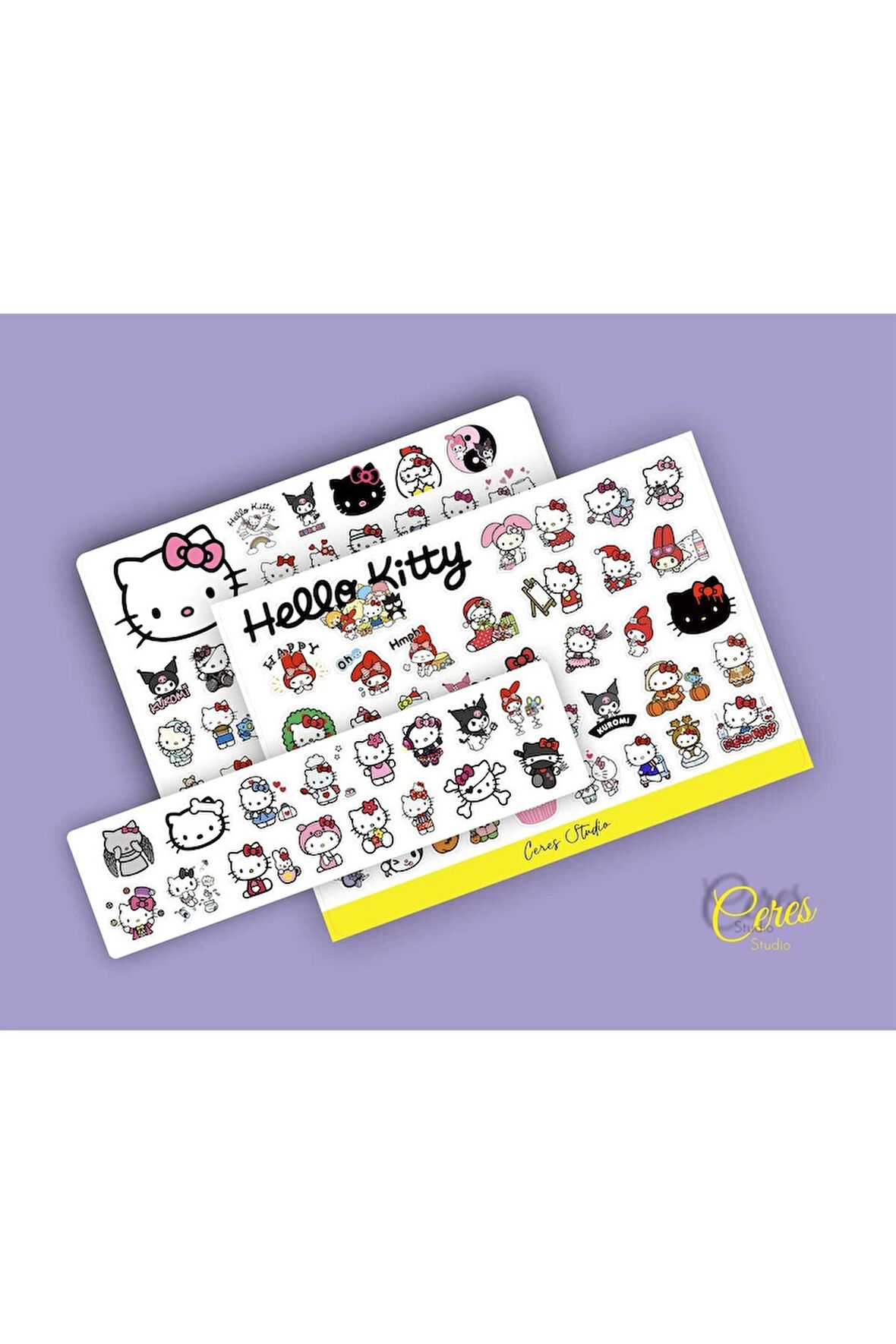 Sanrio Hello Kitty Kuromi Melody Sticker Etiket 3 Sayfa 93 Adet Etiket
