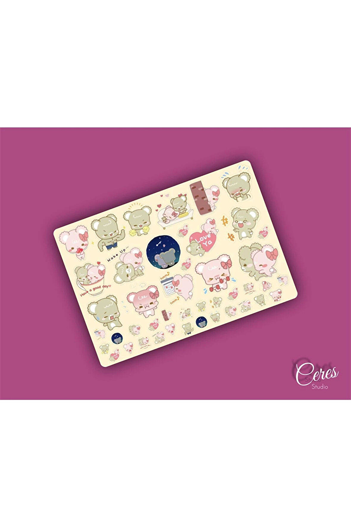 Kawaii Lovely Sugar Cubs Sticker - Aynı Sayfadan 2 Adet Toplam 88 Etiket