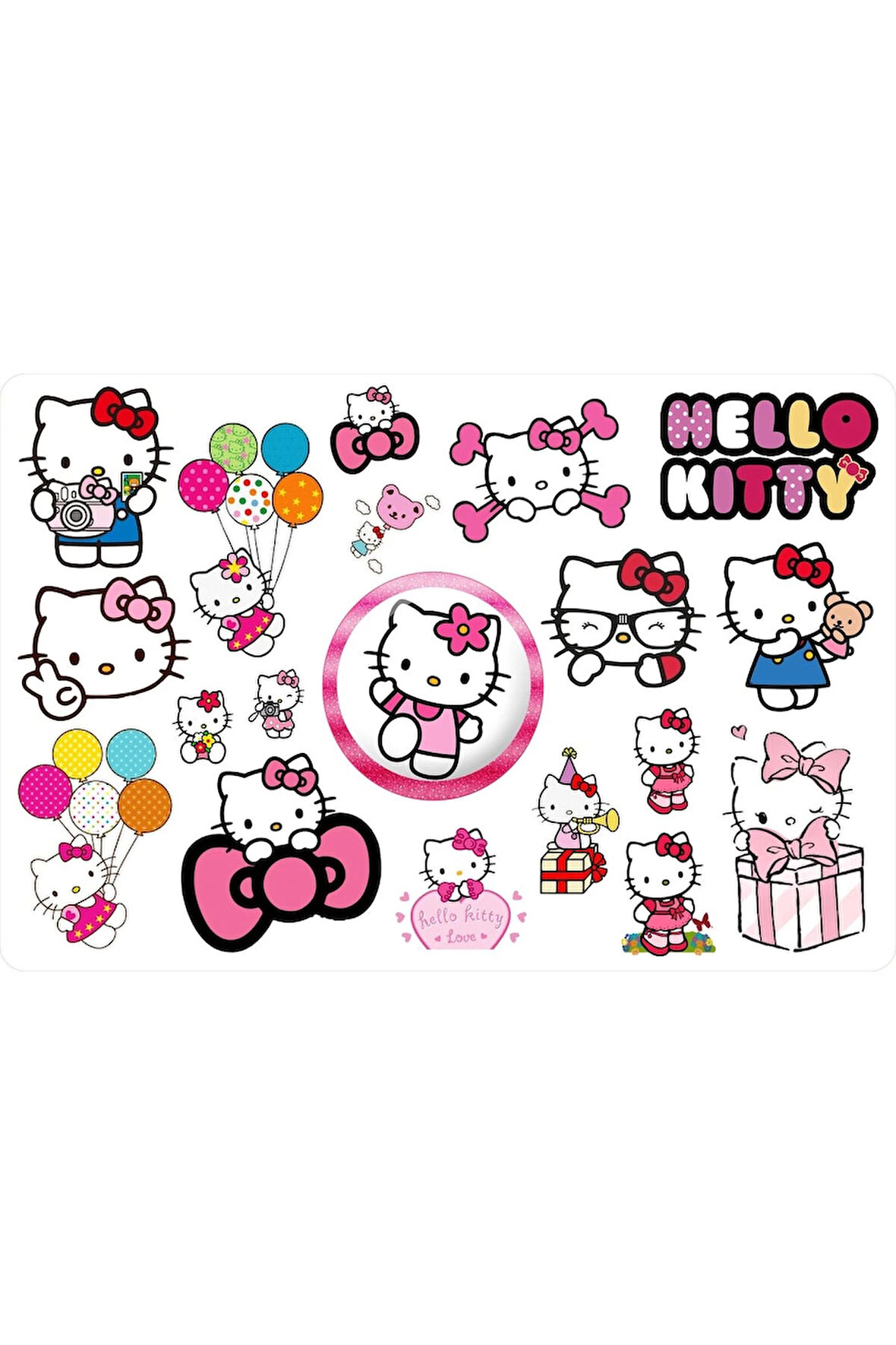 Hello Kitty Sanrio Sticker 2cm Ile 5cm Arası 1 Sayfa 19 Adet Etiket