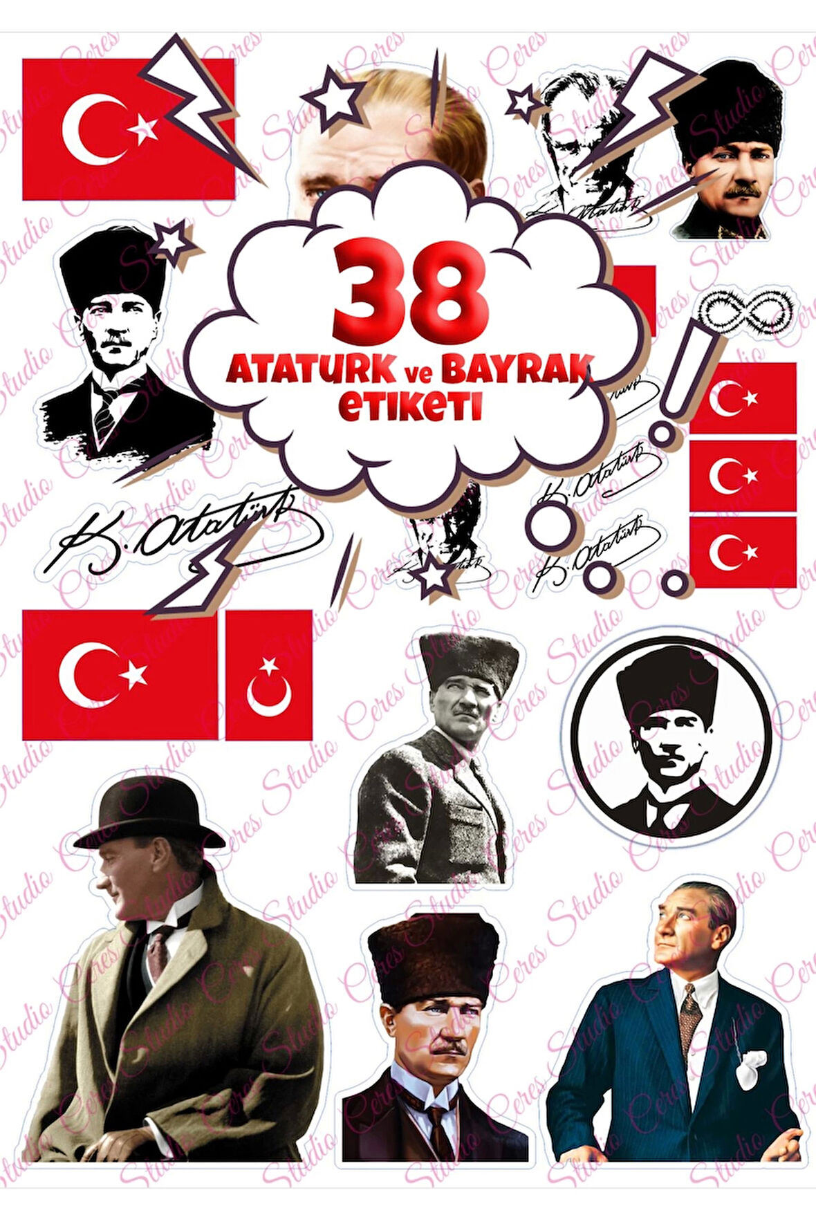 23 Nisan 19 Mayıs 30 Ağustos 29 Ekim Atatürk Cumhuriyet Çıkartmaları | Etiket | Sticker