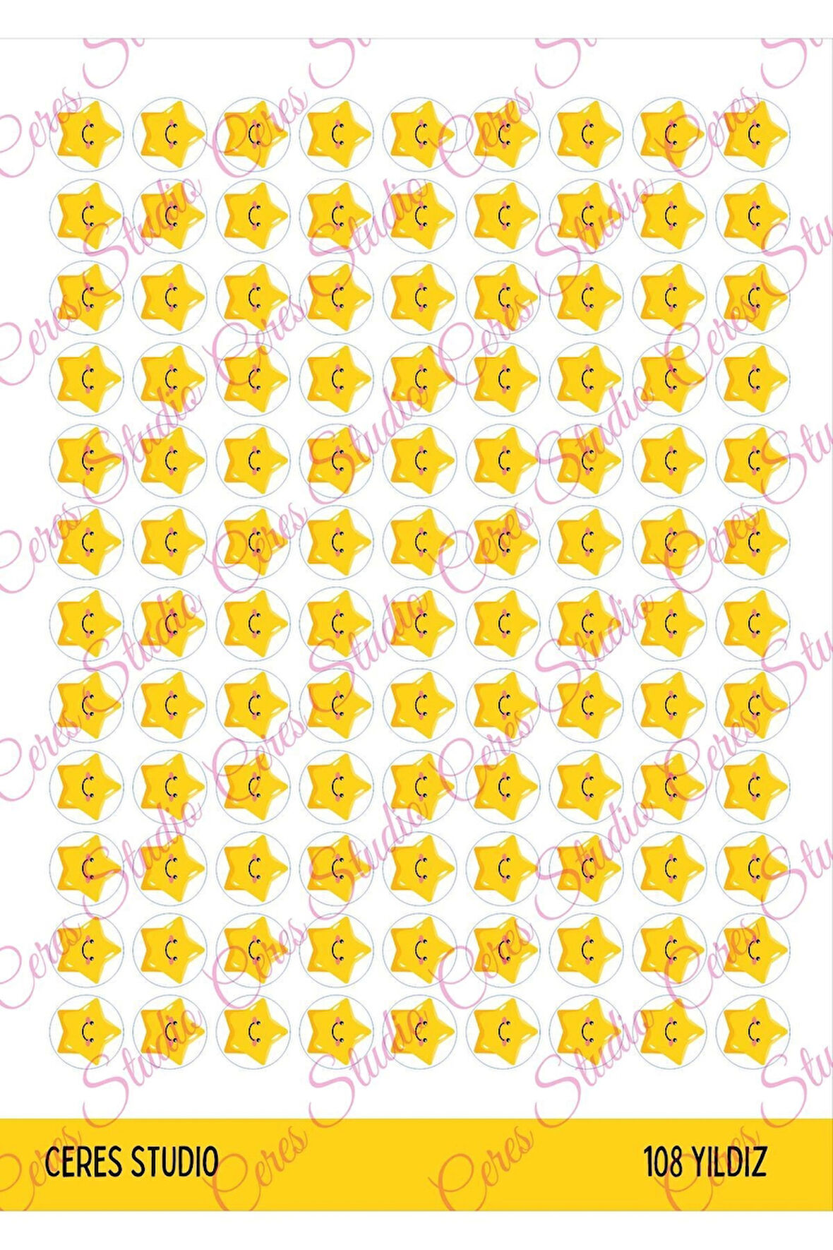 Öğretmenler Için Yıldız Etiketi Star Sticker 1 Sayfa 108 Adet 1,2cm Ebat