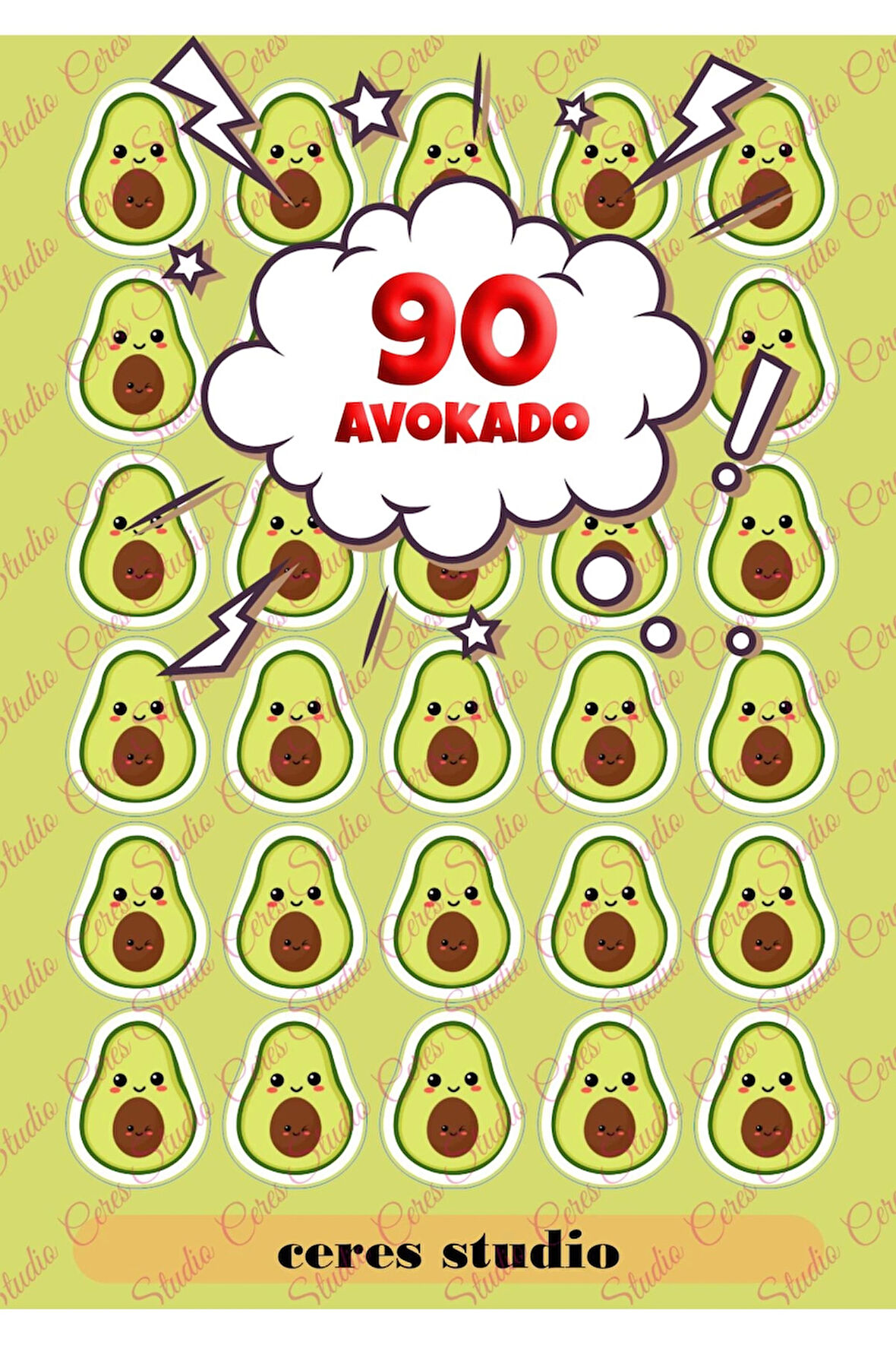 Avokado Sticker Etiket 3 Sayfa 90 Etiket Öğretmen Seti