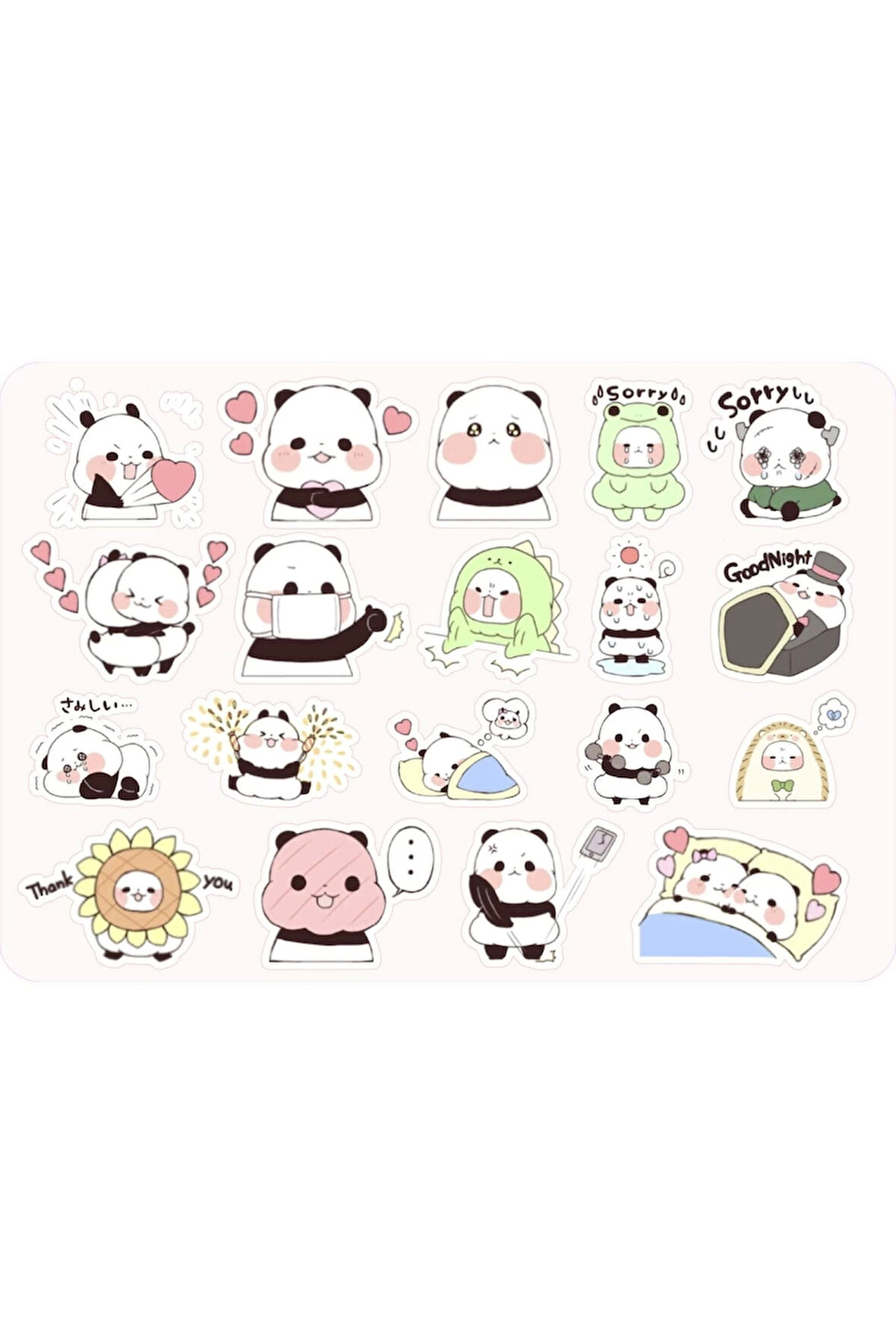 Anime Panda Sticker Etiket 2 Sayfa 32 Adet Etiket - Panda