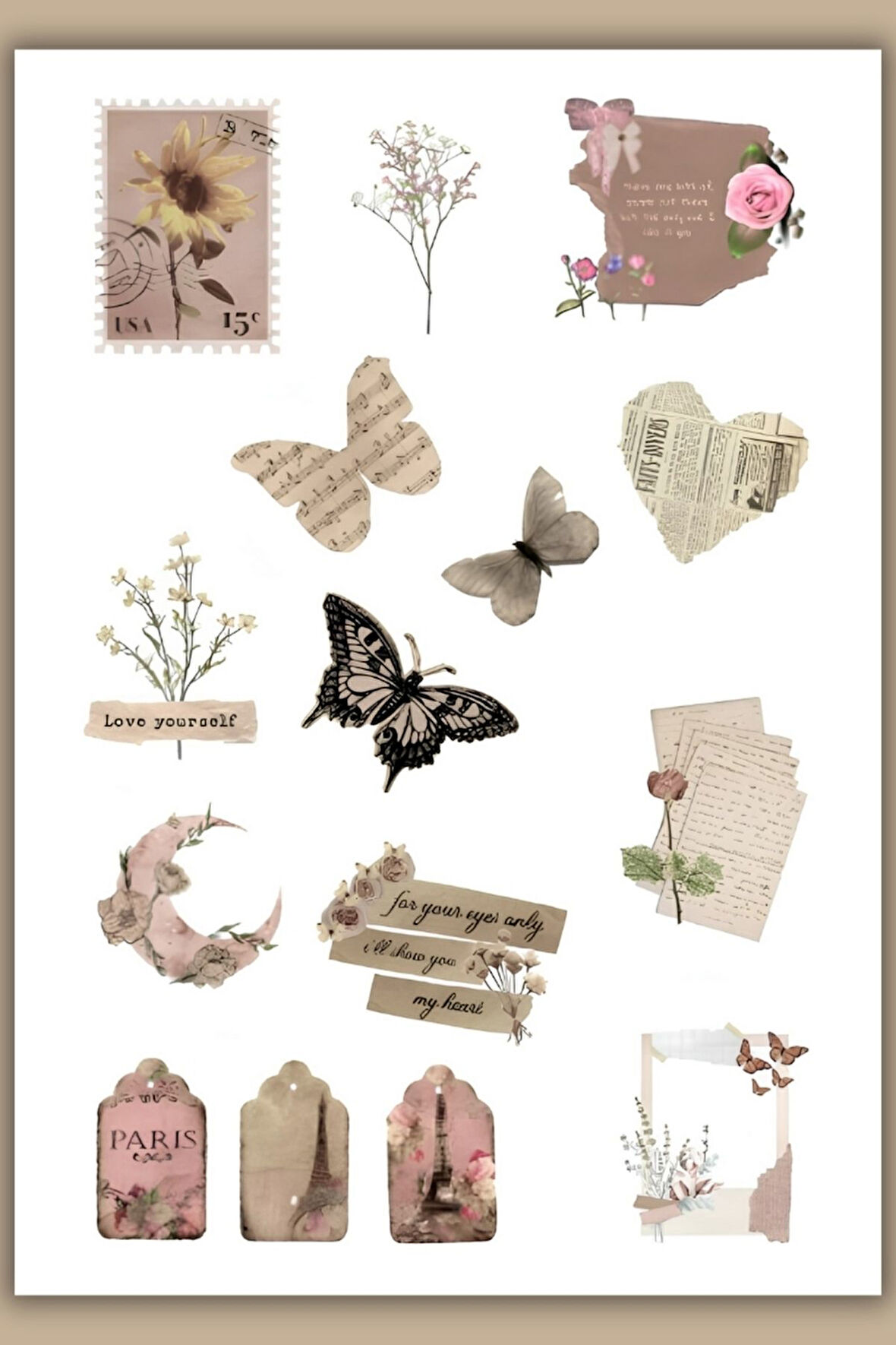 Vintage Sticker Planner Ajanda Bullet Journal Için Uygun