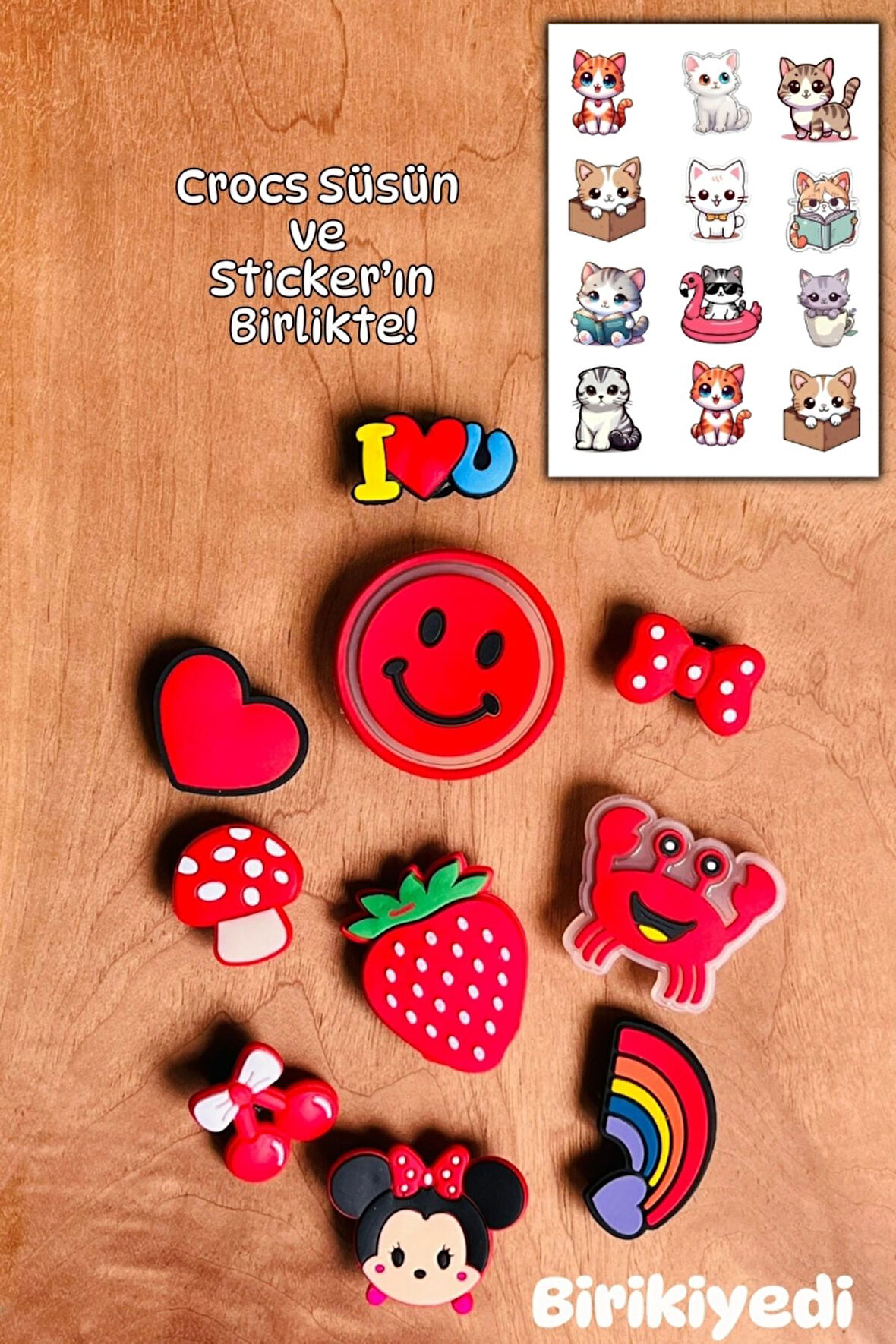 Jibbitz Terlik SüsÜ Kırmızı 10'Lu Set