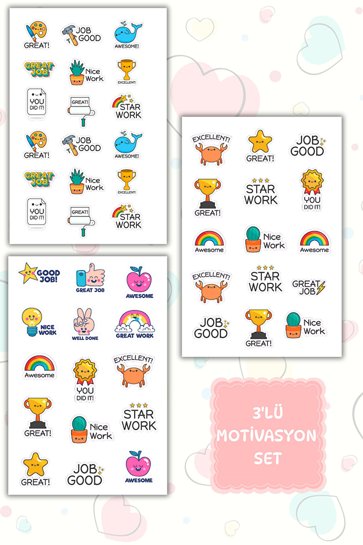 Öğretmen Sticker Seti Öğrenci Ödül/Ödev Stickerı/Motivasyon