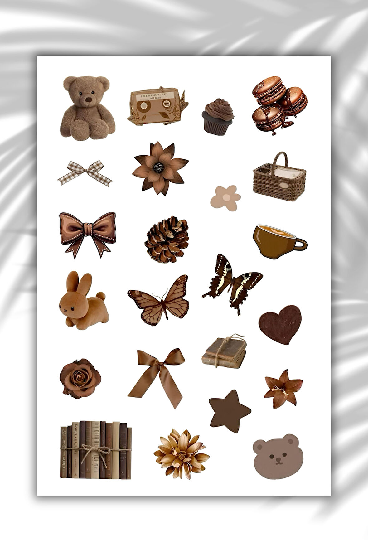 Brown-kahverengi Temalı Sticker Planner/Ajanda/Bullet Journal/Laptop Için Uygun