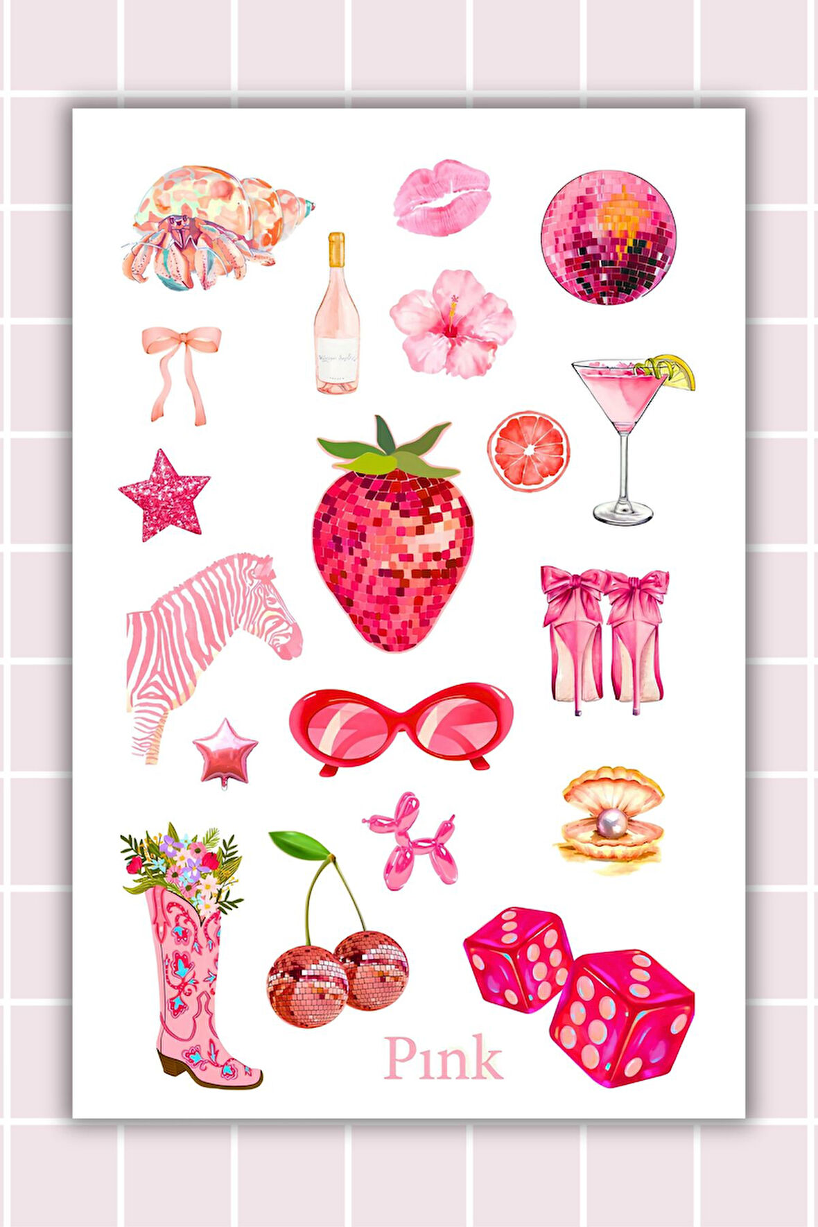 Pink Vsco Laptop Tablet Telefon Ajanda Bullet Journal Motor Sticker - Etiket