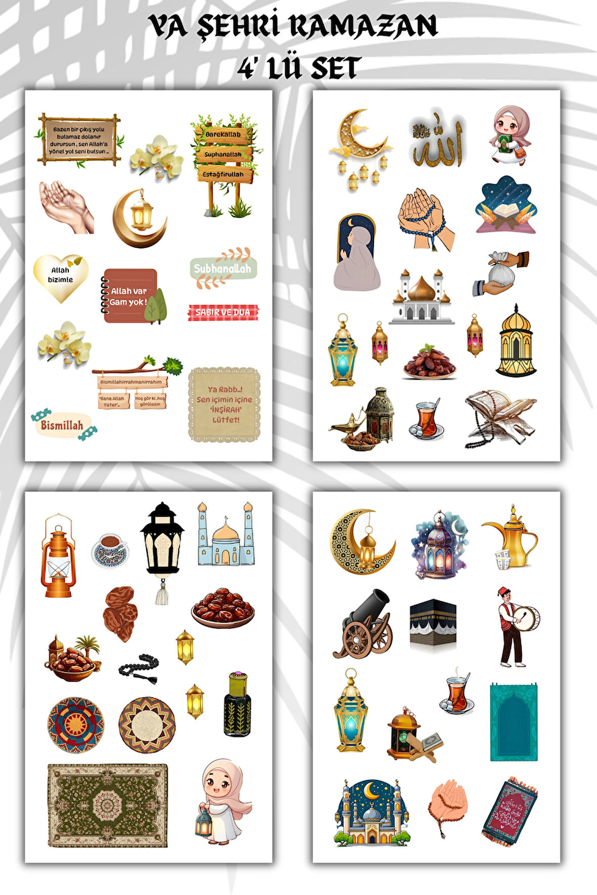 Ramazan Sticker Set 4 sayfa Ramadan Sticker's Set Planner Ajanda Bullet Journal Için