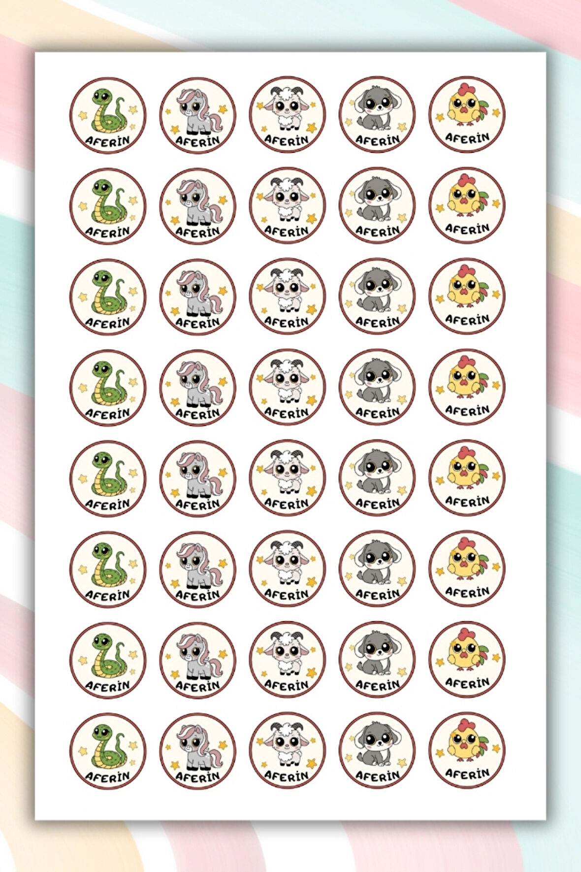 40 Adet Öğretmenler İçin Ödül/Ödev/Motivasyon/Etiket Okul Sticker