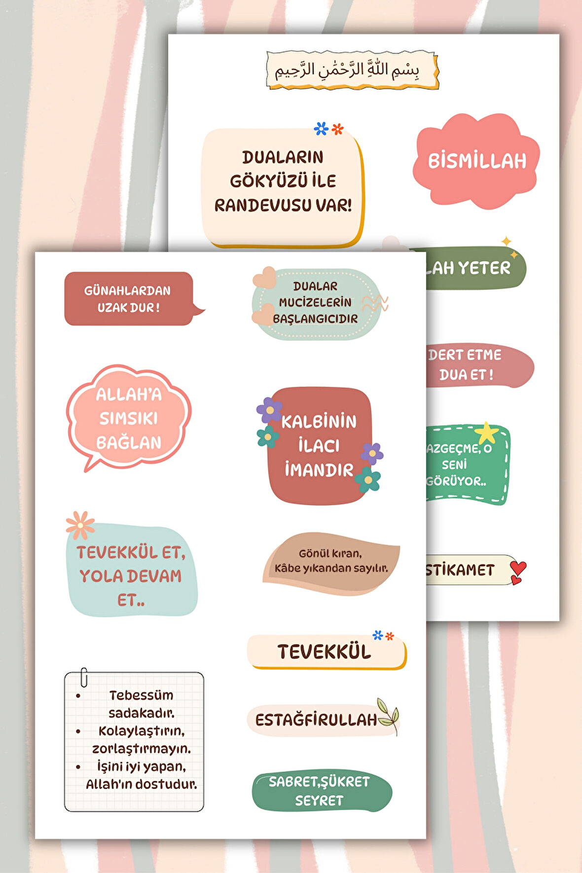 Dini Motivasyon Sözleri Sticker - Ramazan İslami Ajanda Telefon Laptop Bullet Journal için Etiket