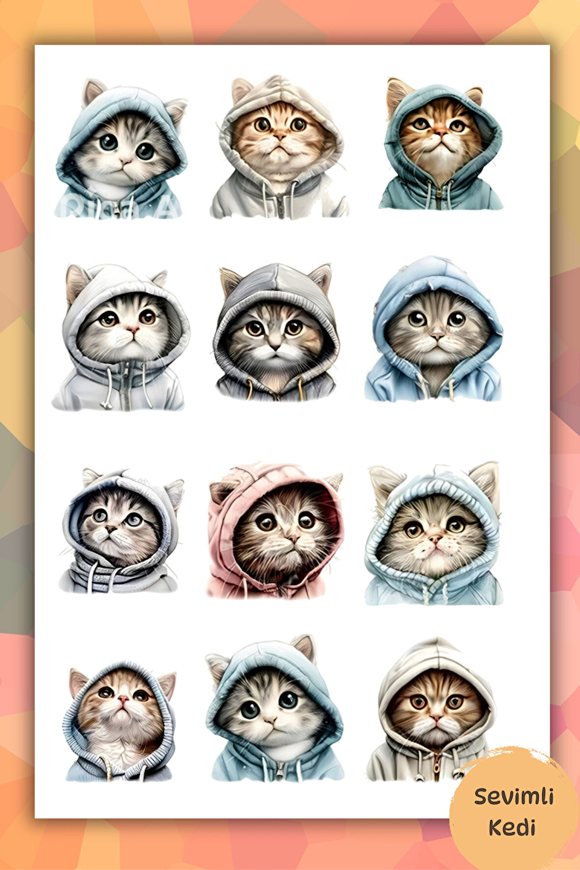 Sevimli Kedi Sticker - Planner /Ajanda /Bullet Journal /Laptop/Matara/Telefon için Uygun Etiket