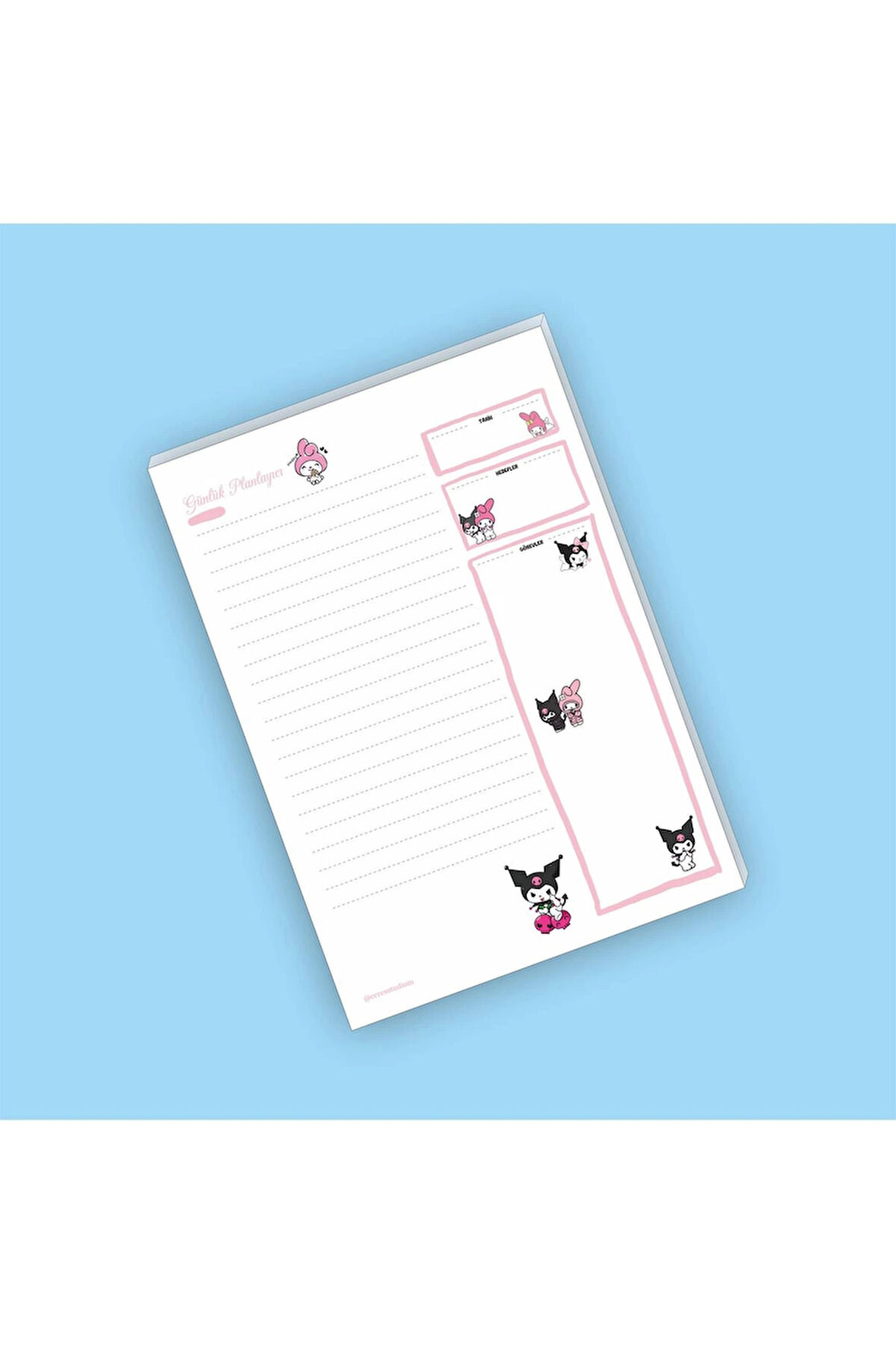 Cinnamoroll Melody Kuromi | Planlayıcı | Notepad | Bloknot | Memo | (14x19cm) 40 Sayfa Not Defteri