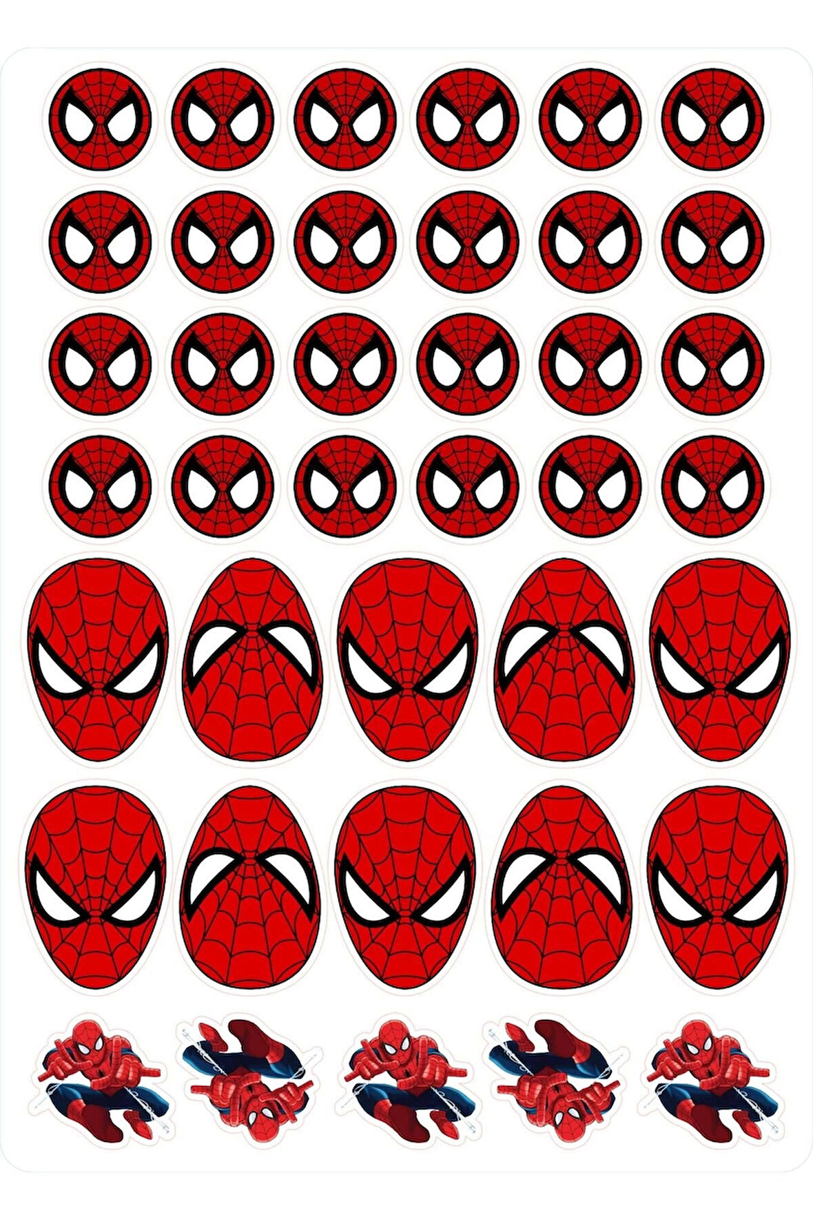 Örümcek Adam Spider Mask Sticker Etiket - 13x18cm Tek Sayfa 39 Adet Etiket