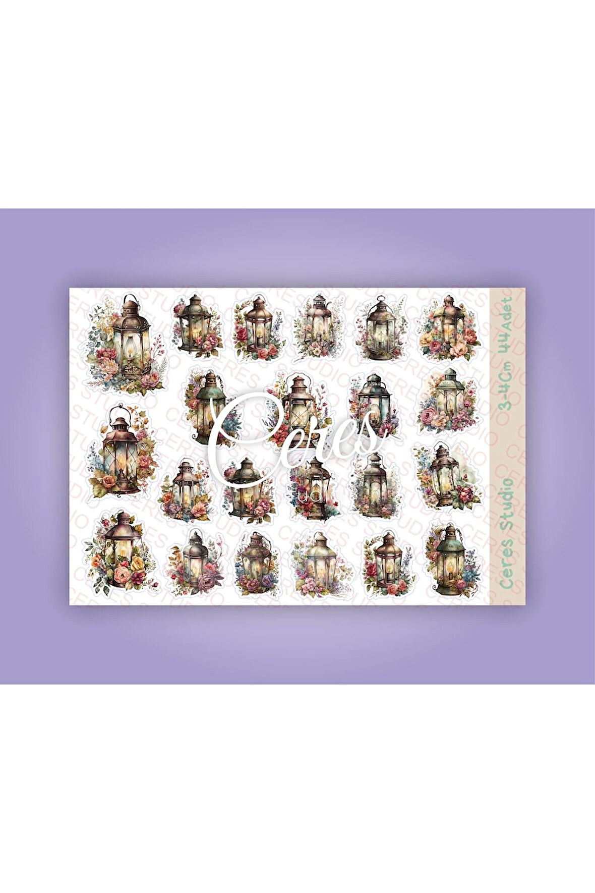 Vintage Fener Latern Tema Sticker Set 2 Sayfa 44 Adet Etiket Planlayıcı Bullet Journal