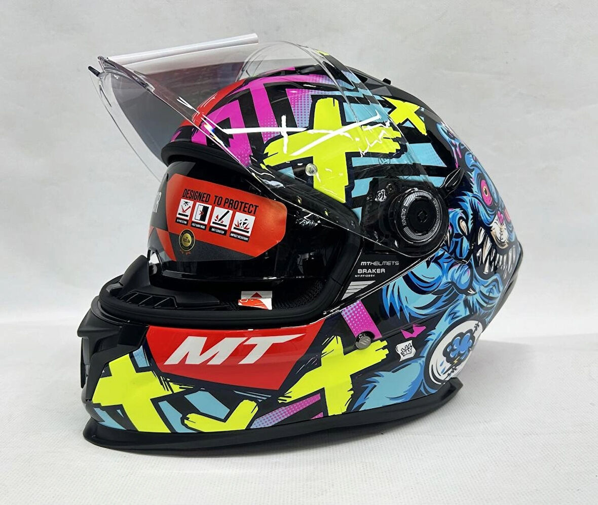 MT Braker Sv Crazy Teddy B7 Parlak Renk- Şefaf Vizörlü- Iç Güneş Vizörlü - S