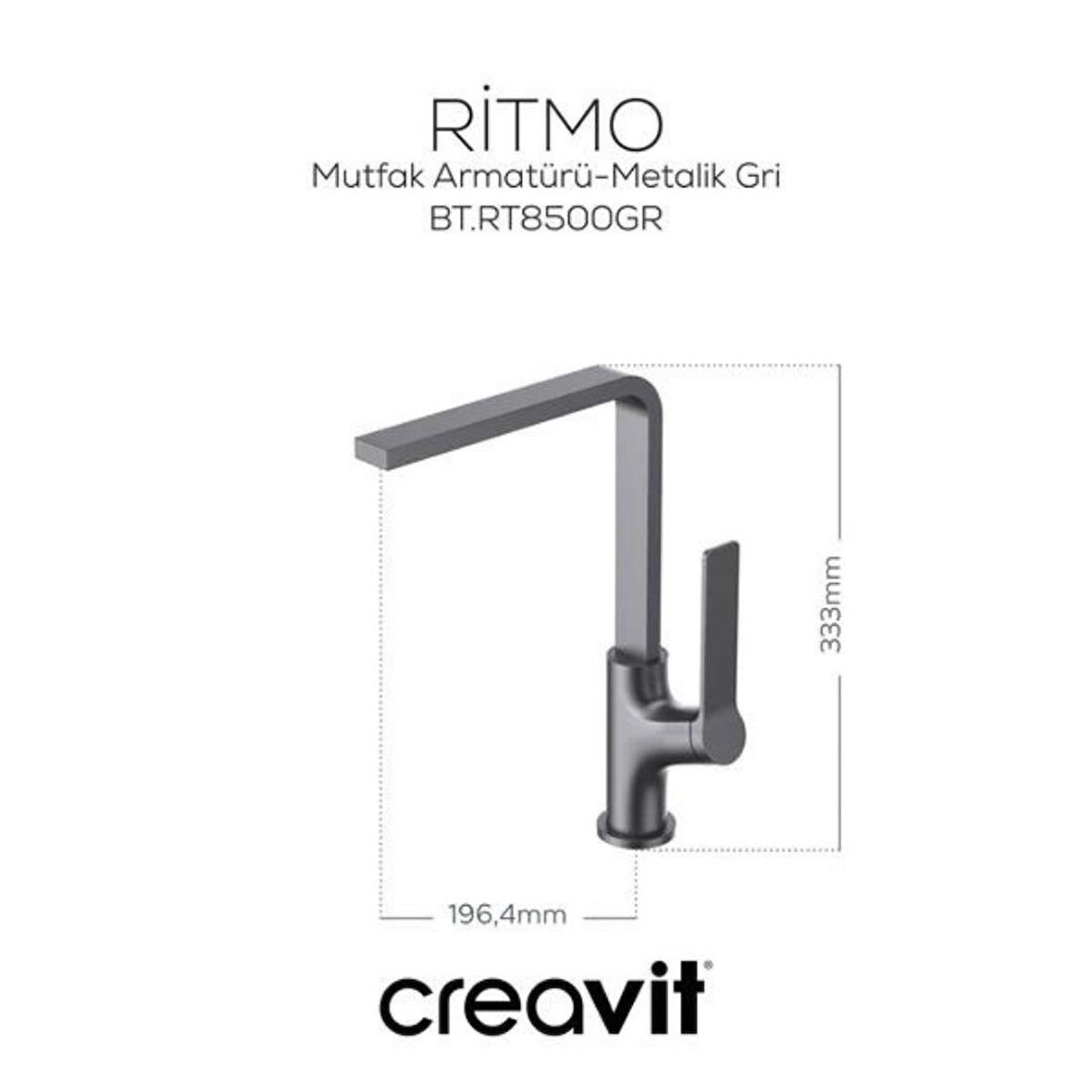Creavit Ritmo Mutfak Armatürü - Metalik Gri