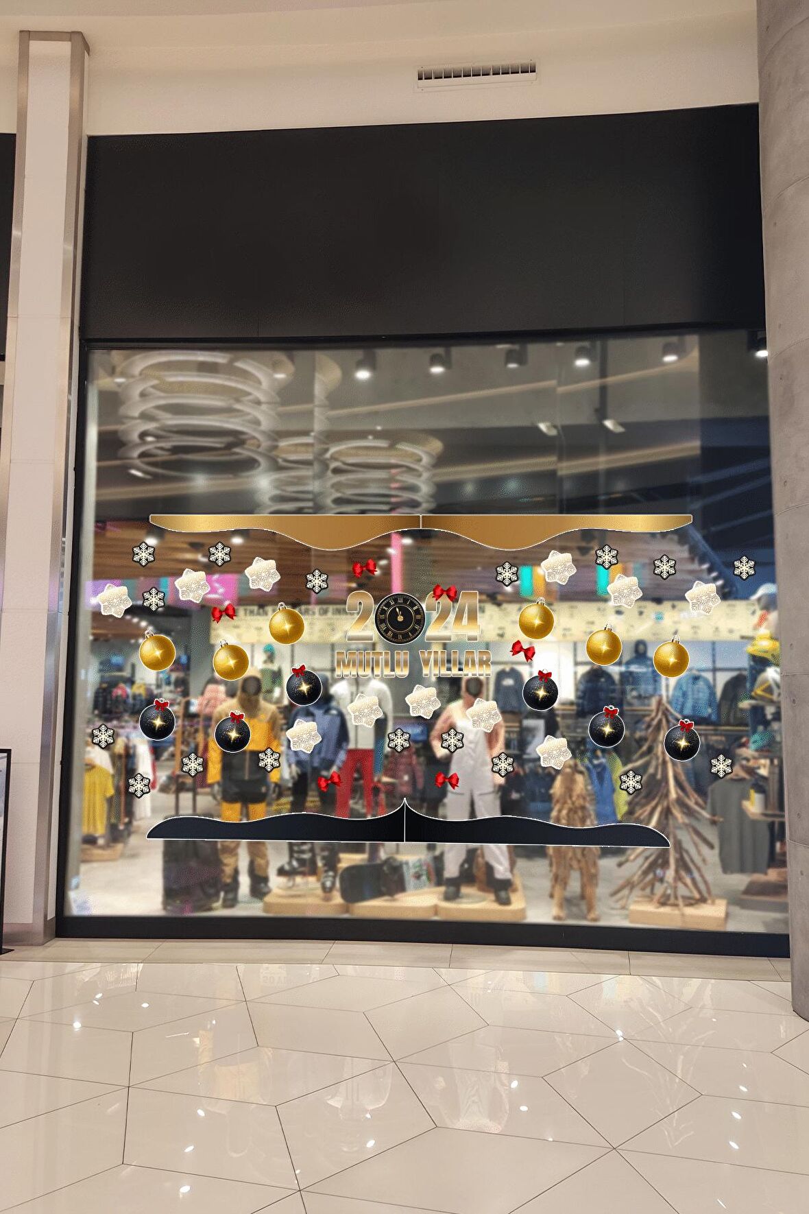 Crevidi Mağaza Mutlu Yıllar 2024 Vitrin Süsü Sticker 73 Parça