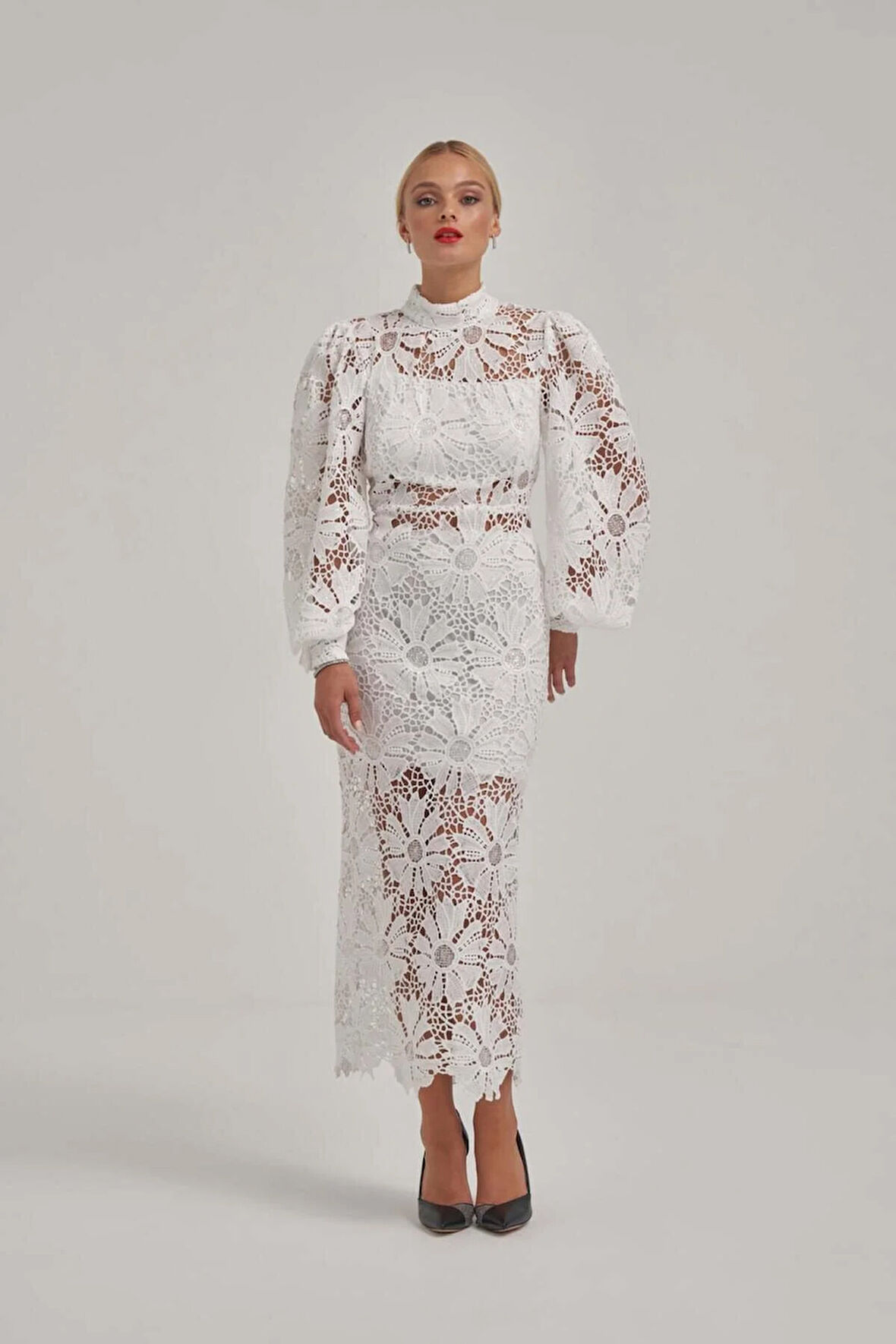 Işıltılı Dantel Kumaş Elbise