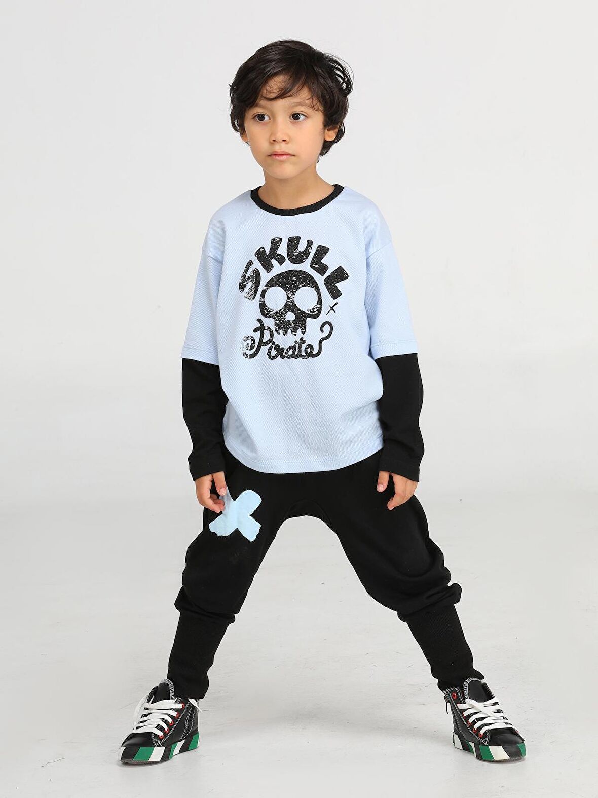 Skull Pirate Oversize T-shirt + Baggy Pantolon Takım