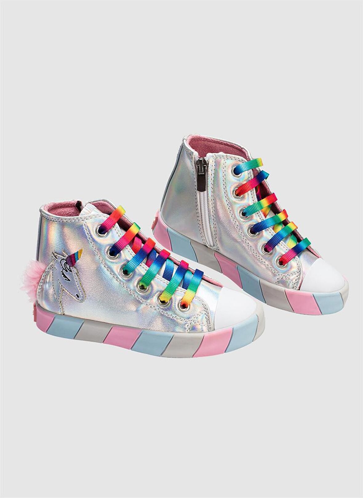 Unicorn Hologram Yandan Dikişli Ortopedik Kız Sneakers