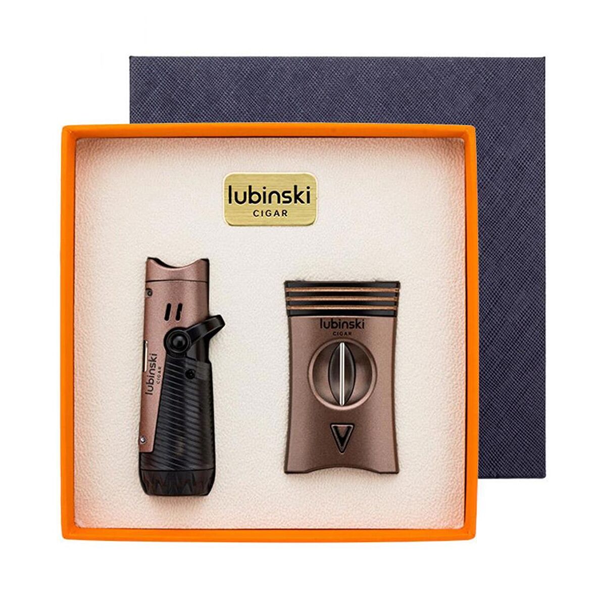 Lubinski Metal Bronz Puro Seti (2 Torch Çakmak, 60 Ring V-Cut Puro Kesici) (8085AT)