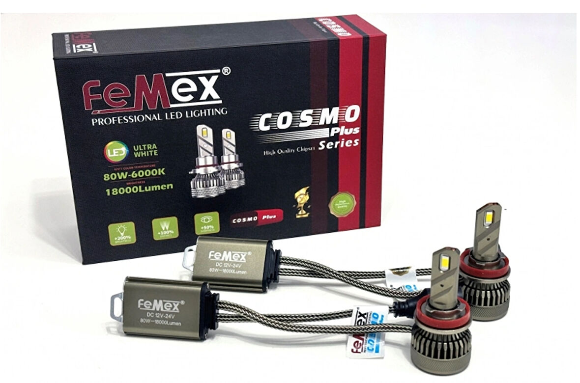 Femex Cosmo Plus H9 Şimşek Etkili Led Xenon 80W 18.000 Lumen