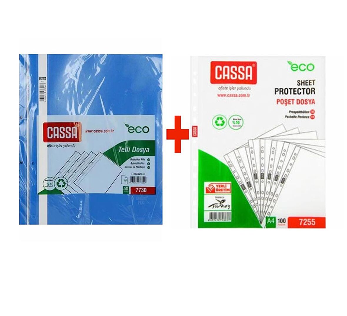 Cassa Eco Telli Dosya Mavi 50'li + Cassa Eco Poşet Dosya 100'LÜ 