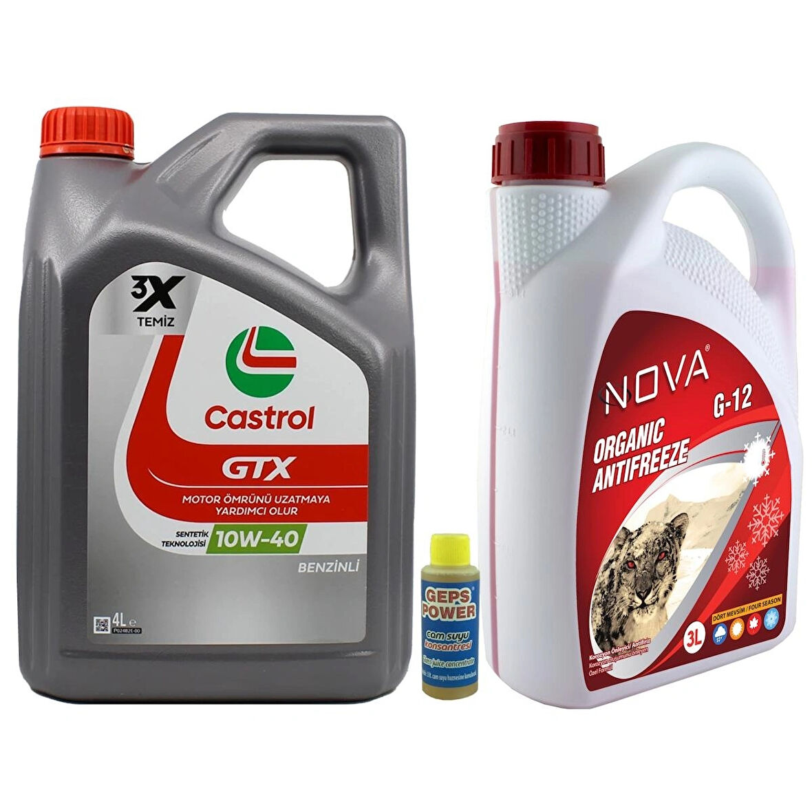 Gtx 10w-40 A3/b4 Yarı Sentetik Motor Yağı 4 L + Organik Kırmızı Antifriz 3 L + Cam Suyu 80 M