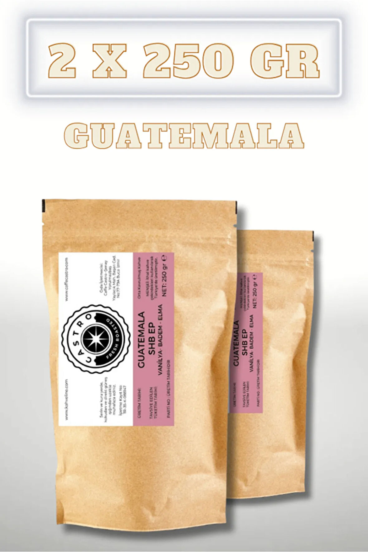 Guatemala Shb Çekirdek Kahve 500 Gr. (2X250 GR)